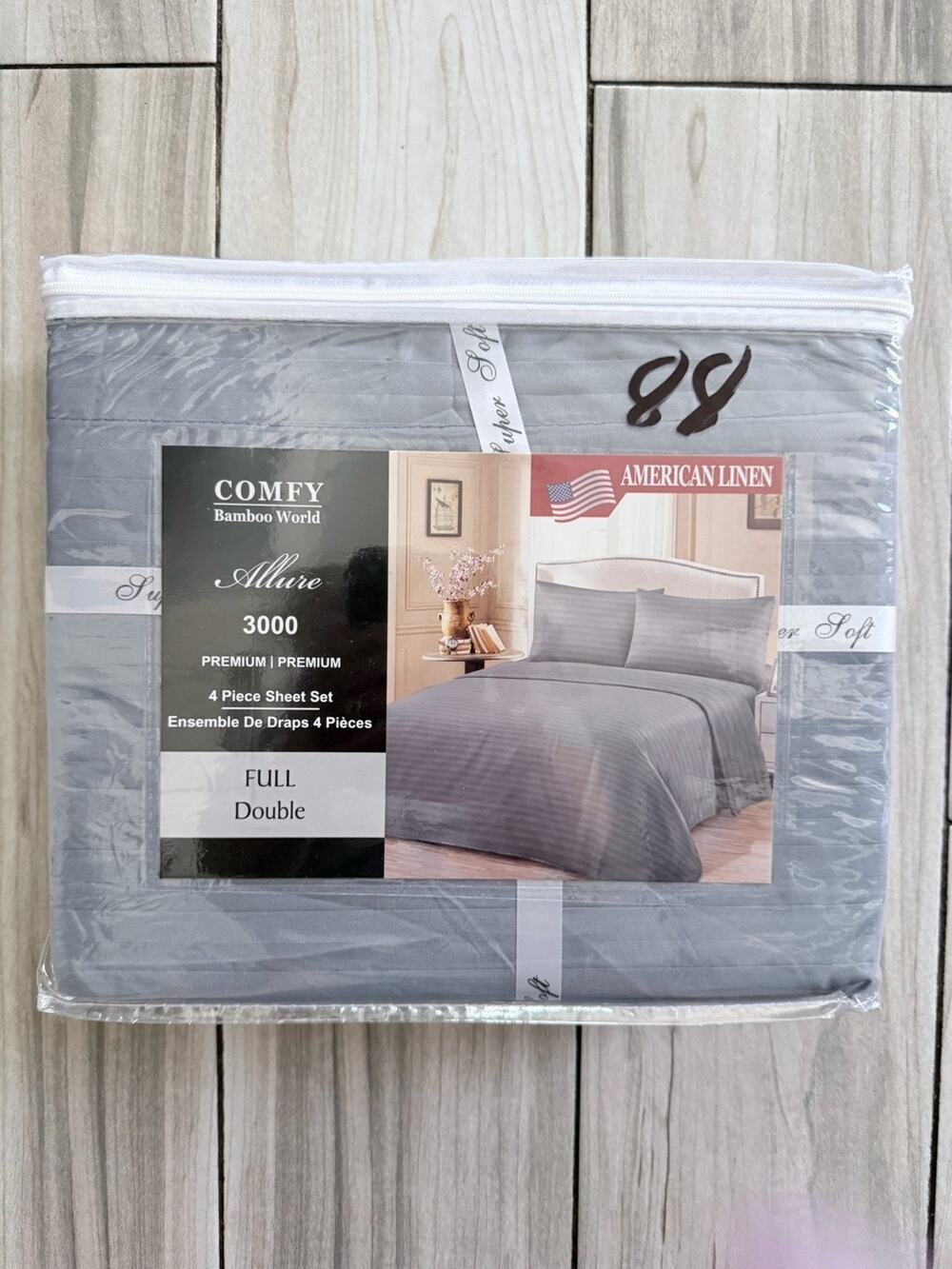 Allure Bamboo World, Premium Full-Size Sheets, Gray Brand New